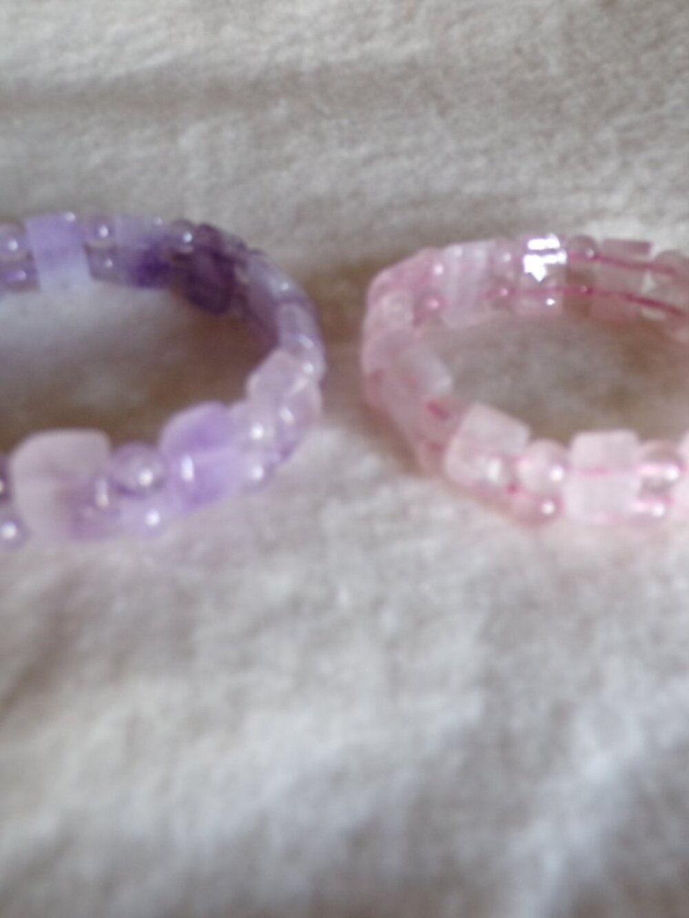 Set of 2 Rose Quartz and Amethyst Stretch Bracelet 276.00 ctw